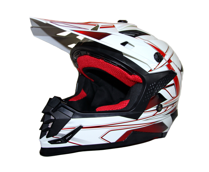 Детский кроссовый шлем ATAKI SC-15 Rift красный/белый глянцевый