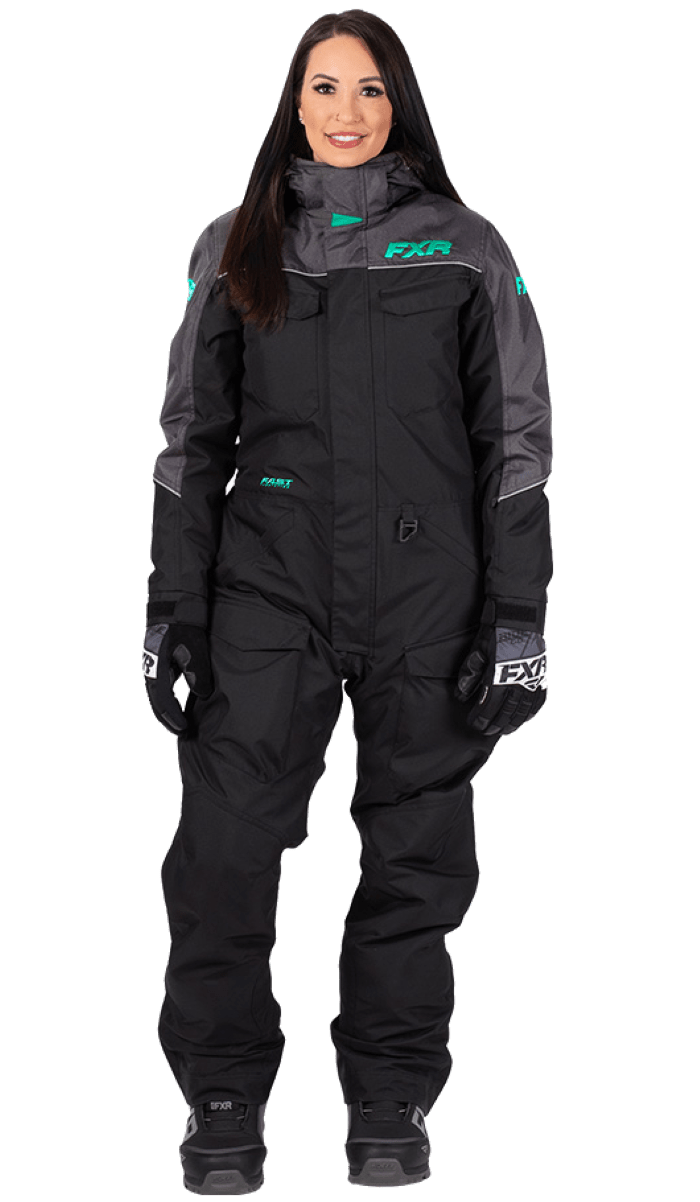 Комбинезон женский FXR Excursion с утеплителем (Black/Char/Mint)