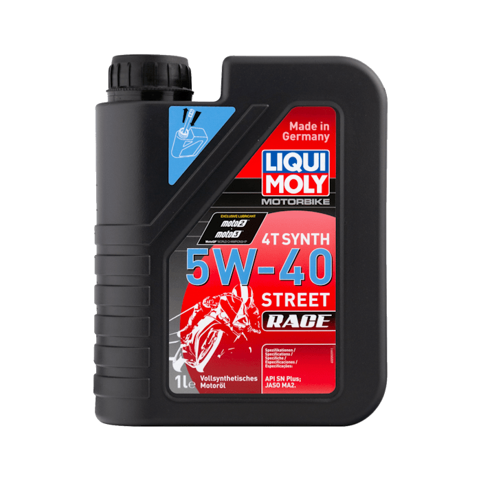 Синтетическое моторное масло для 4-тактных мотоциклов LIQUI MOLY Motorbike 4T Synth Street Race 5W-40 / 1л