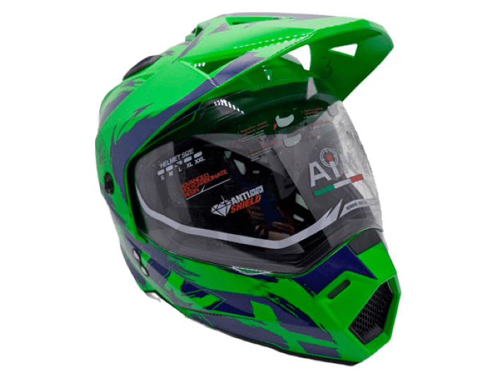 Шлем мото детский закрытый AiM JK802Y Green/Blue