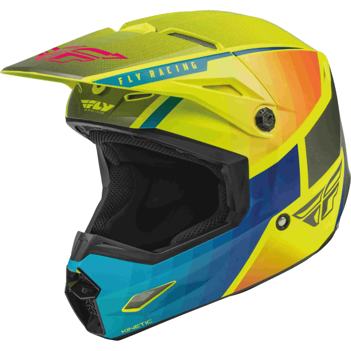 Шлем кроссовый Fly Racing Kinetic Drift желтый/голубой