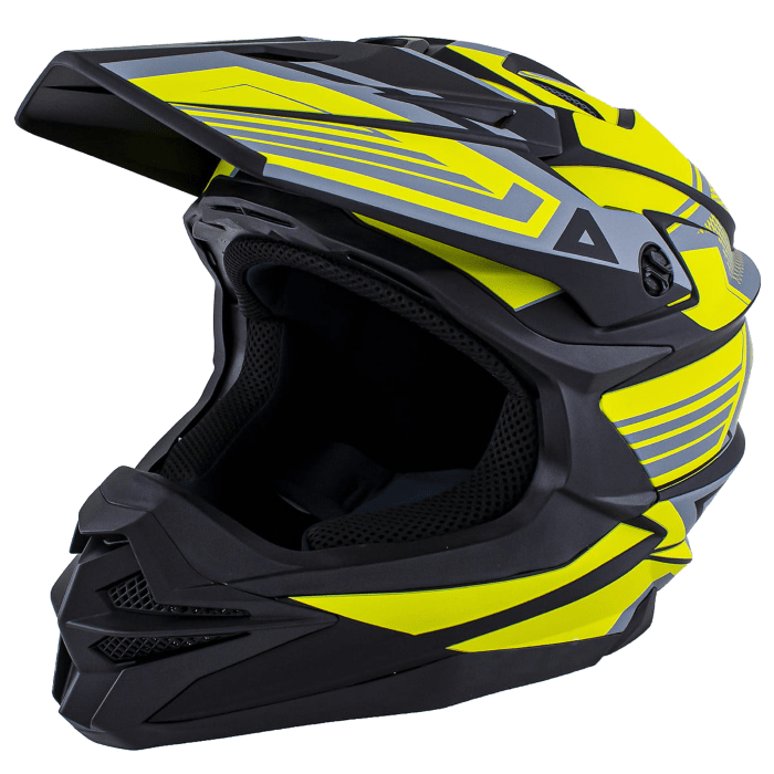 Шлем кроссовый ATAKI JK801A Legacy (Hi-Viz зеленый/серый)