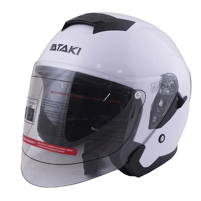 Шлем открытый со стеклом ATAKI JK526 Solid белый глянцевый